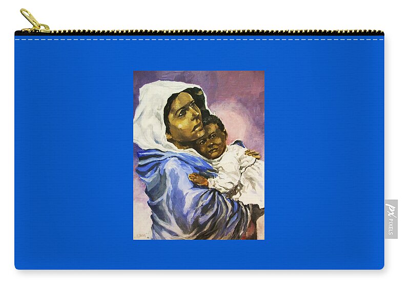 Religious Zip Pouch featuring the painting Mother and Child by Al Brown