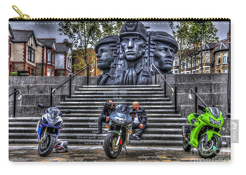 Rhymney Valley Tt Zip Pouch featuring the photograph Motorcycle Rally 4 by Steve Purnell