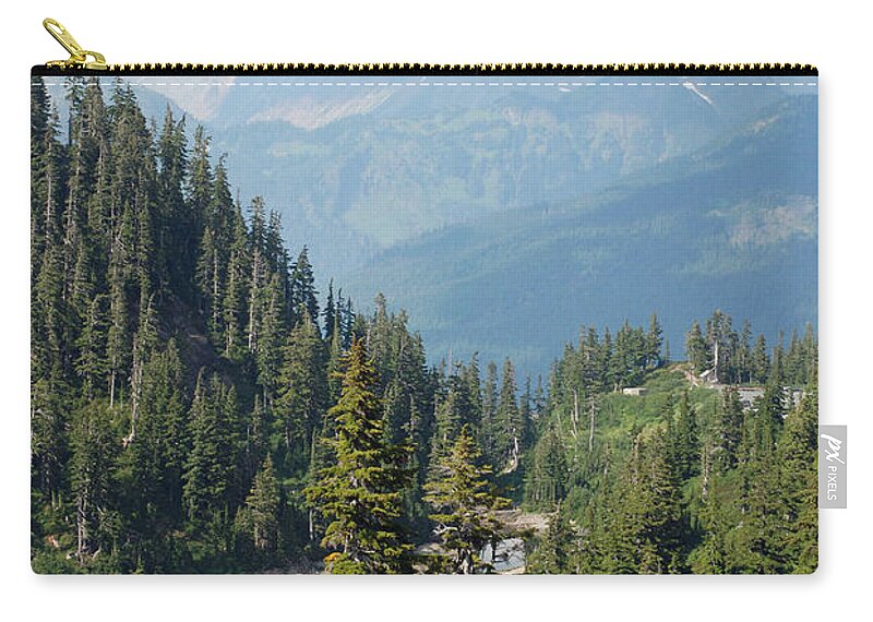 Evergreen Zip Pouch featuring the photograph Mount Baker Area Washington by Carol Eliassen