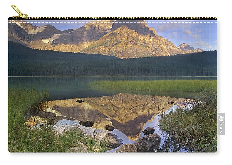 00175865 Zip Pouch featuring the photograph Mount Chephren And Waterfowl Lake by Tim Fitzharris