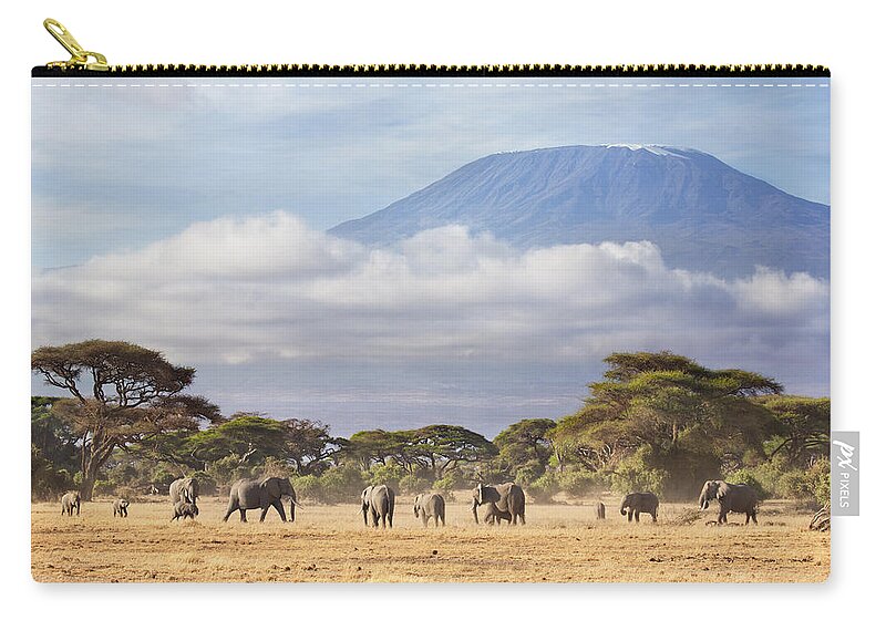 Nis Zip Pouch featuring the photograph Mount Kilimanjaro Amboseli by Richard Garvey-Williams