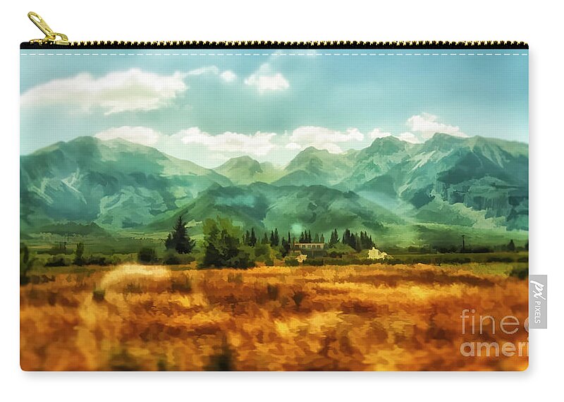 Greek Zip Pouch featuring the painting Mount Olympus Greek by Justyna Jaszke JBJart