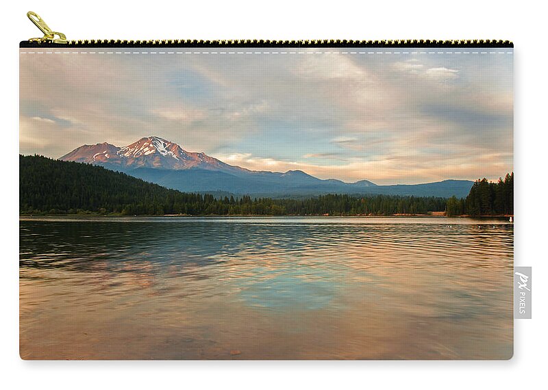 Mount Shasta Zip Pouch featuring the photograph Mount Shasta by Lisa Chorny