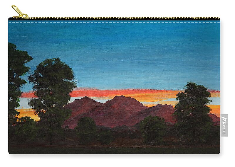 Mountain Zip Pouch featuring the painting Mountain at Night by Masha Batkova
