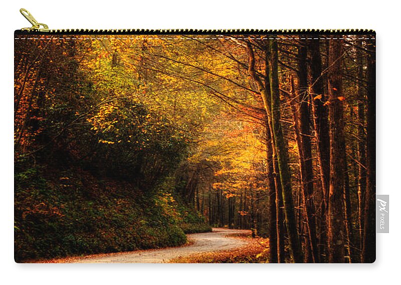 Dirt Road Zip Pouch featuring the photograph Mountain Back Road in Fall by Greg and Chrystal Mimbs