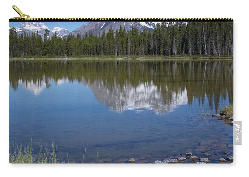 Mountain Zip Pouch featuring the photograph Mountain Lake in Kananaskis Alberta by Bill Cubitt