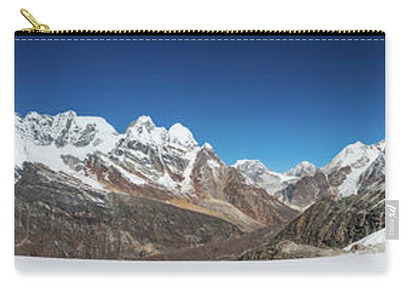 Scenics Zip Pouch featuring the photograph Mountain Peaks Snowy Wilderness Panorama by Fotovoyager