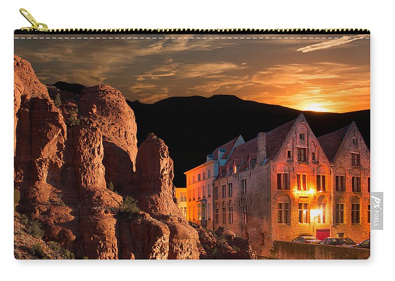 Fred Larson Zip Pouch featuring the photograph Mountain Sunset by Fred Larson