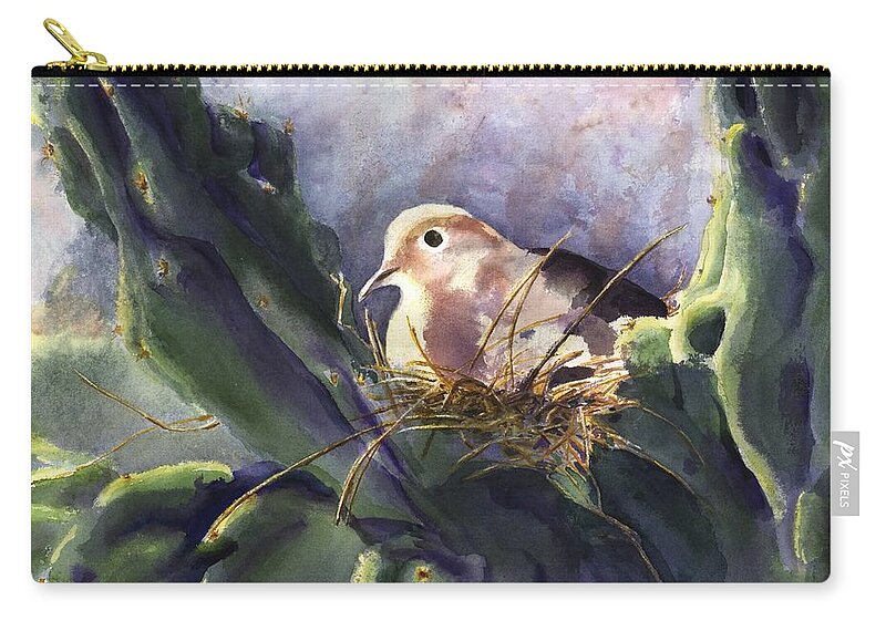 Doves Carry-all Pouch featuring the painting Patience is a Virtue by Maria Hunt