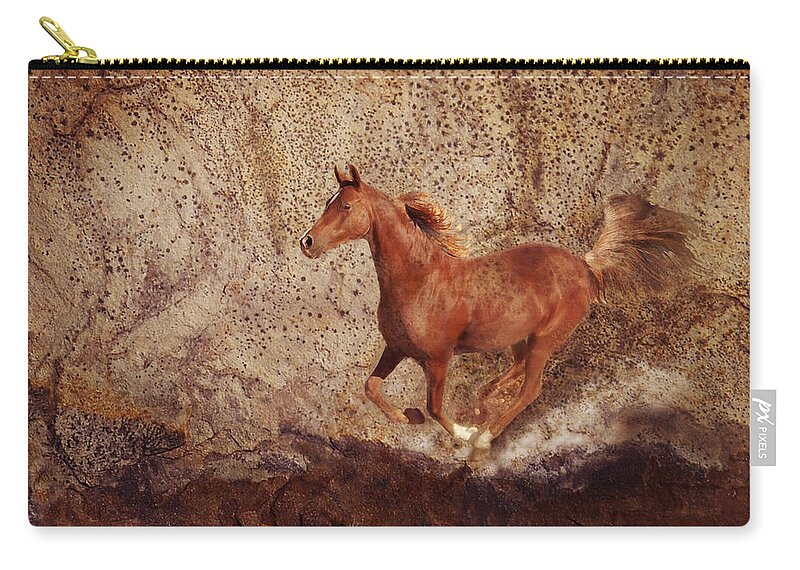 Stone Horse Art Zip Pouch featuring the photograph Movin' On by Melinda Hughes-Berland