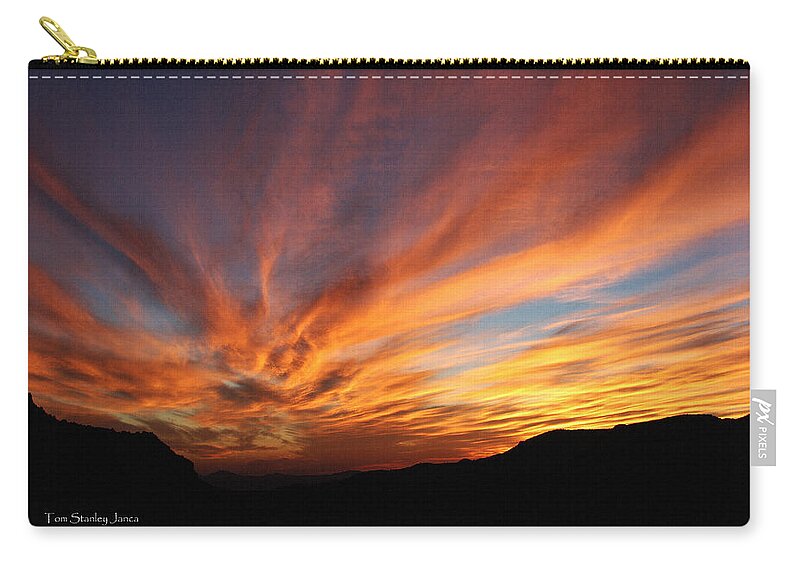Mt Ord Sunset Arizona Zip Pouch featuring the photograph Mt Ord Sunset Arizona by Tom Janca