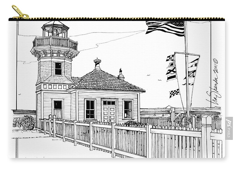  Pacific Coast Lighthouses Zip Pouch featuring the drawing Mukilteo Light by Ira Shander