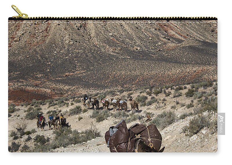 Grand Canyon Zip Pouch featuring the photograph Mule Pack Train, Grand Canyon by Mark Newman