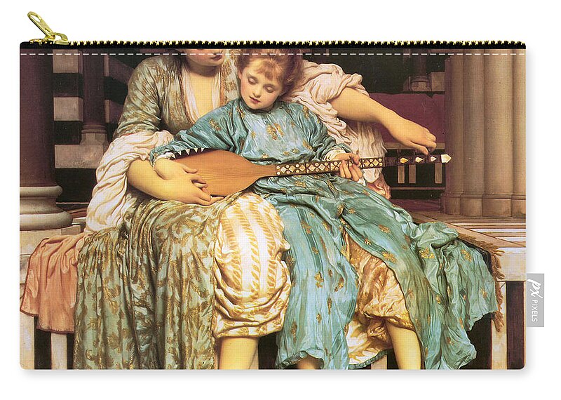 Music Lesson Zip Pouch featuring the digital art Music Lesson by Lord Frederick Leighton