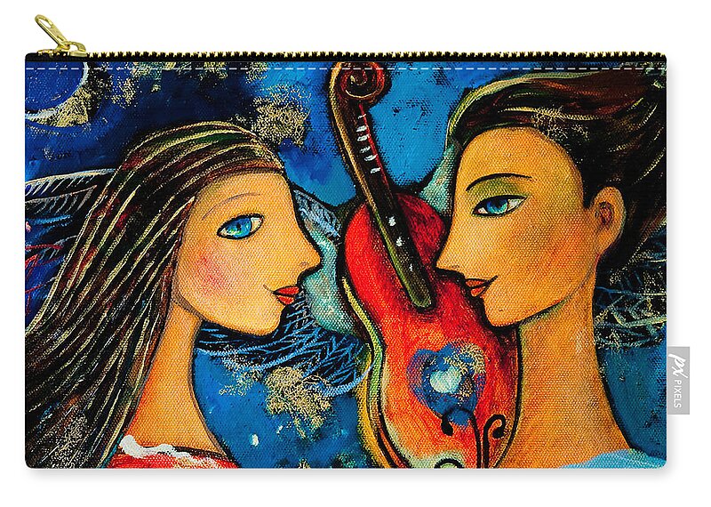 Shijun Zip Pouch featuring the painting Music Lovers by Shijun Munns