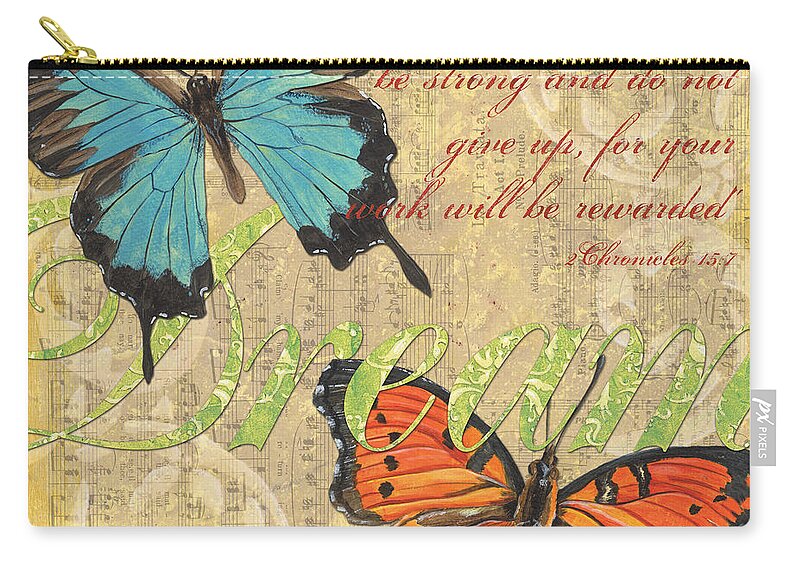 Butterflies Zip Pouch featuring the painting Musical Butterflies 1 by Debbie DeWitt