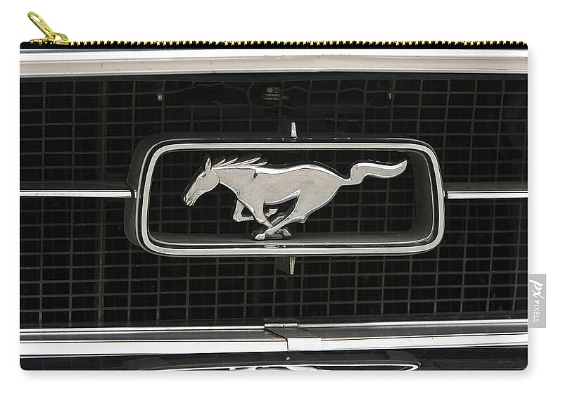 Ford Zip Pouch featuring the photograph Mustang Emblem by Jose Bispo