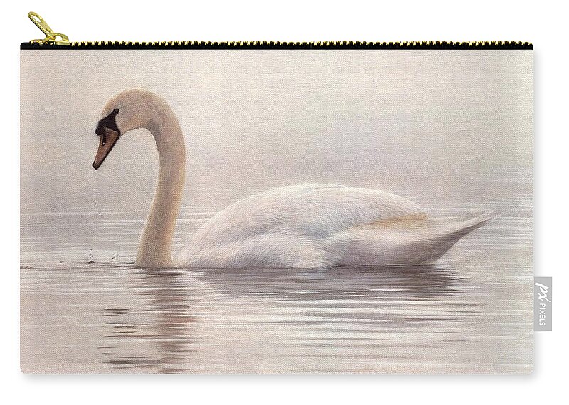 Mute Swan Zip Pouch featuring the painting Mute Swan Painting by Rachel Stribbling