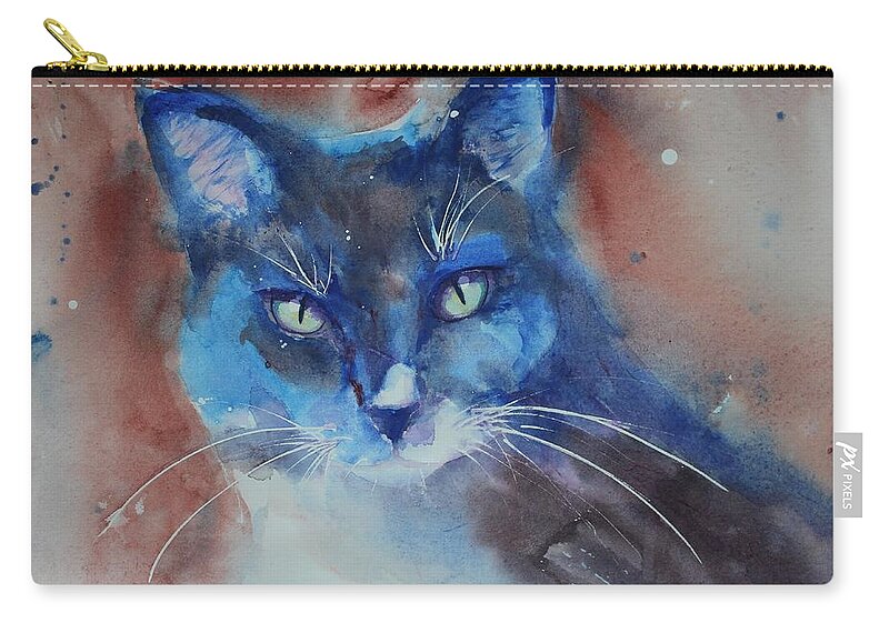 Cat Carry-all Pouch featuring the painting My Cat Spook by Ruth Kamenev