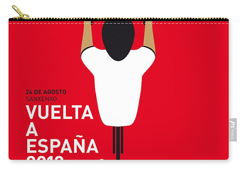 2013 Zip Pouch featuring the digital art My Vuelta A Espana Minimal Poster - 2013 by Chungkong Art