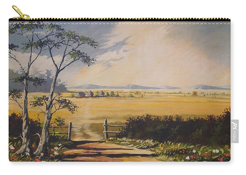 Landscape Zip Pouch featuring the painting My way home by Anthony Mwangi