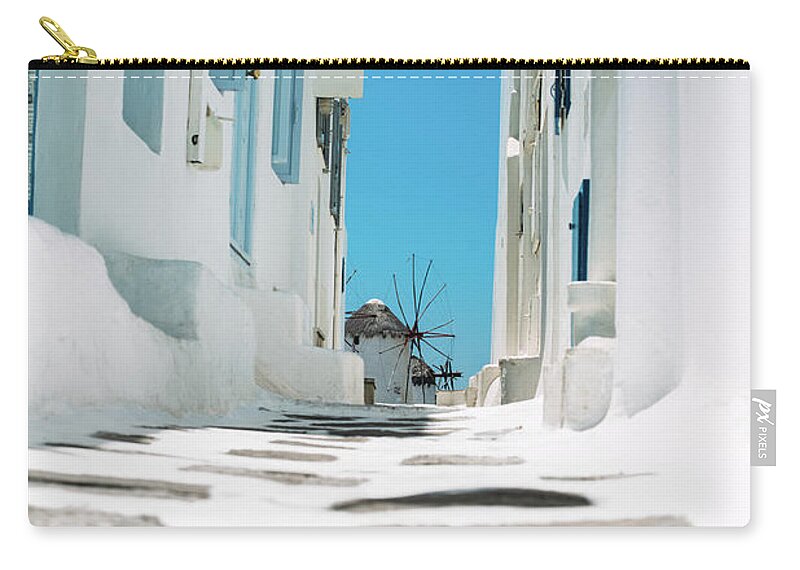 Greek Culture Zip Pouch featuring the photograph Mykonos Greece by Deimagine