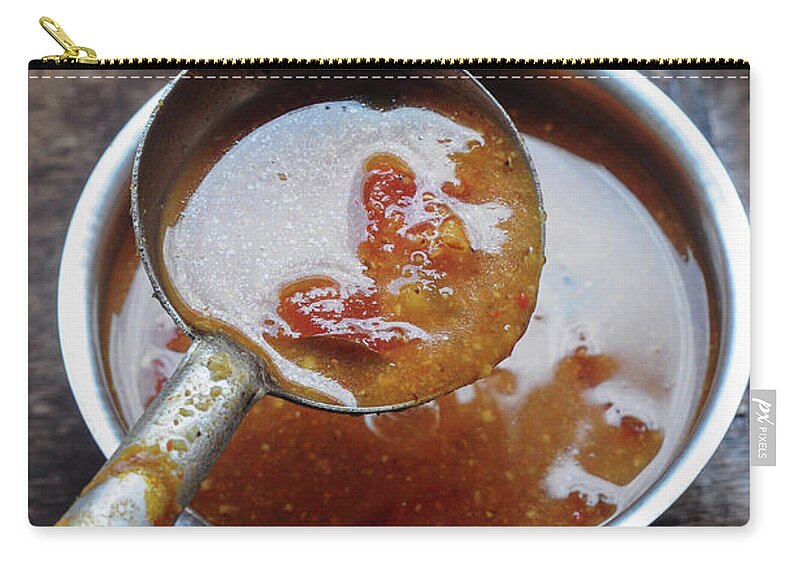 Soup Zip Pouch featuring the photograph Mysore Rasam - South Indian Muligatawny by Nags . Edible Garden