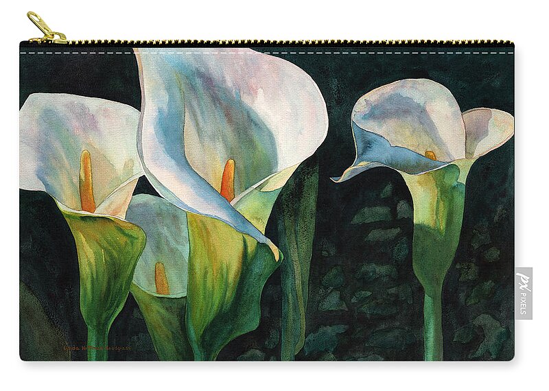 Flower Zip Pouch featuring the painting Mystique by Lynda Hoffman-Snodgrass