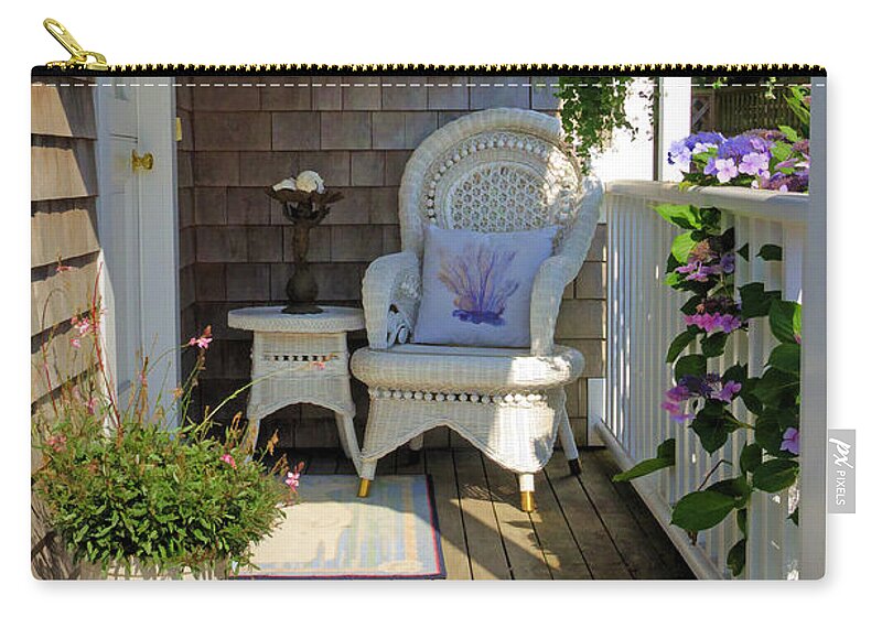 Chair Zip Pouch featuring the photograph Nantucket Porch by Donna Doherty