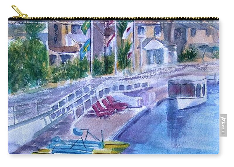 Watercolor Landscape Zip Pouch featuring the painting Naples Fun by Debbie Lewis