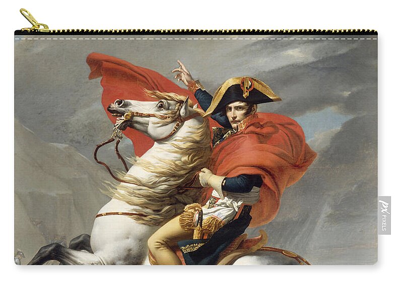 Napoleon Zip Pouch featuring the painting Napoleon Bonaparte on Horseback by War Is Hell Store