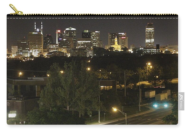 Nashville Zip Pouch featuring the photograph Nashville Skyline at Night by Valerie Collins