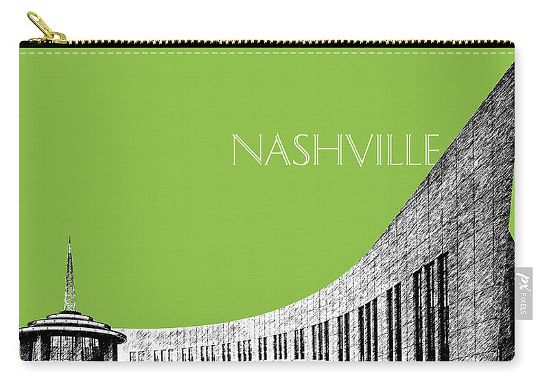 Architecture Zip Pouch featuring the digital art Nashville Skyline Country Music Hall of Fame - Olive by DB Artist