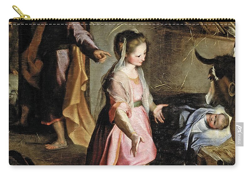 Federico Barocci Zip Pouch featuring the painting Nativity by Federico Barocci
