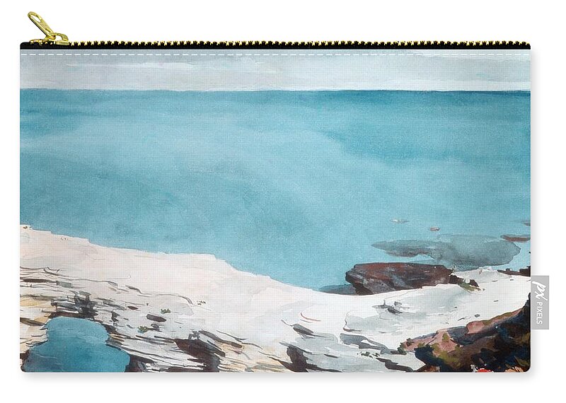 Winslow Homer Zip Pouch featuring the painting Natural Bridge Bermuda by Celestial Images
