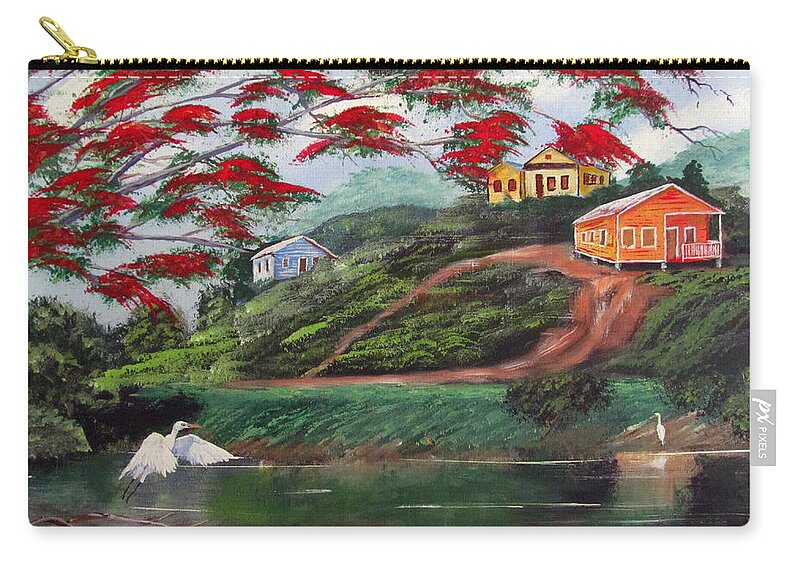 Wooden Homes Zip Pouch featuring the painting Natural High by Luis F Rodriguez
