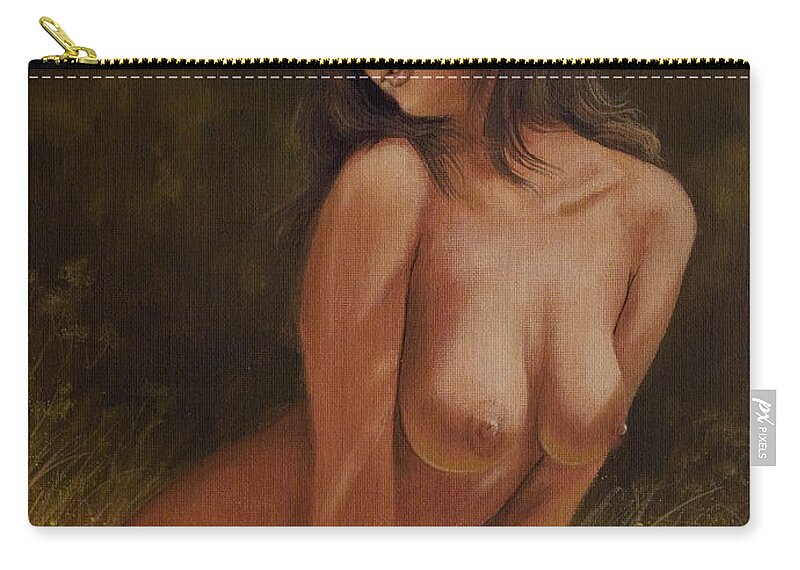 Erotic Zip Pouch featuring the painting Nature Girl V by John Silver
