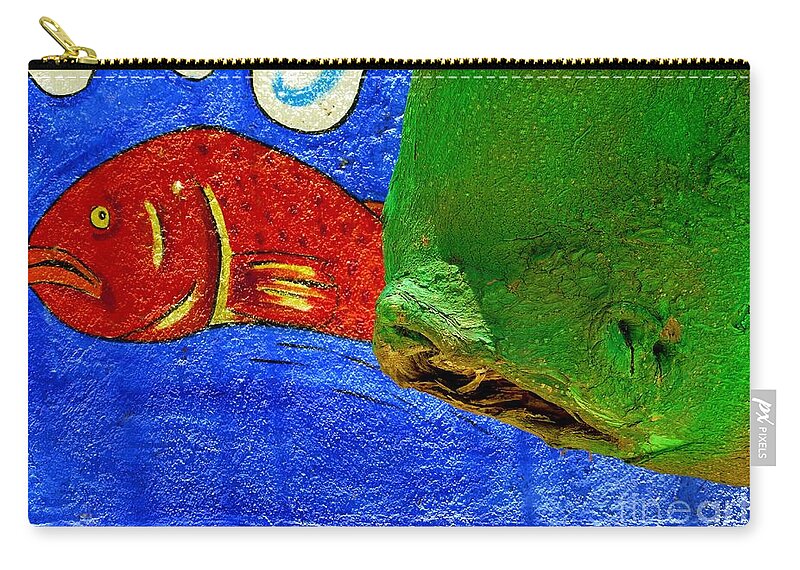 Fish Zip Pouch featuring the photograph Nature Imitates Mural by Barbie Corbett-Newmin