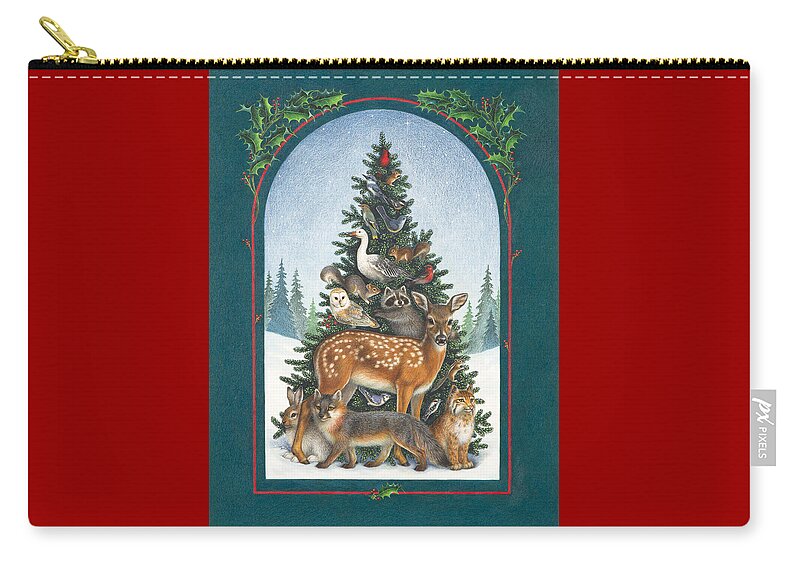 Christmas Zip Pouch featuring the painting Nature's Christmas Tree by Lynn Bywaters