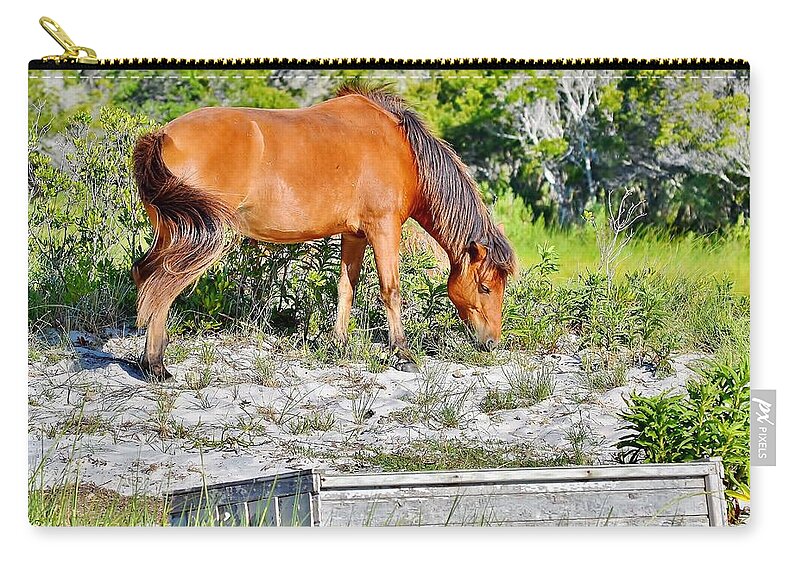Horse Zip Pouch featuring the photograph Nature's Treasure - Wild Horses of Assateague Island by Kim Bemis