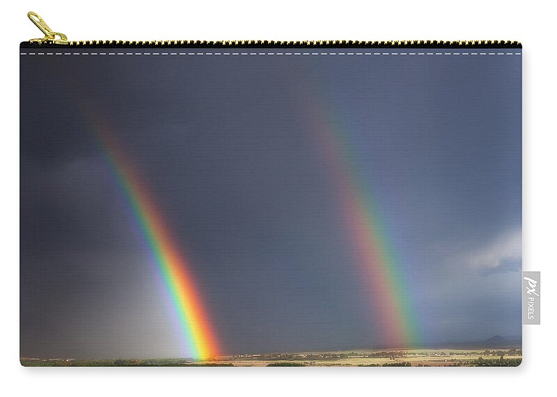 Rainbows Zip Pouch featuring the photograph Natures Twin Towers by Darren White