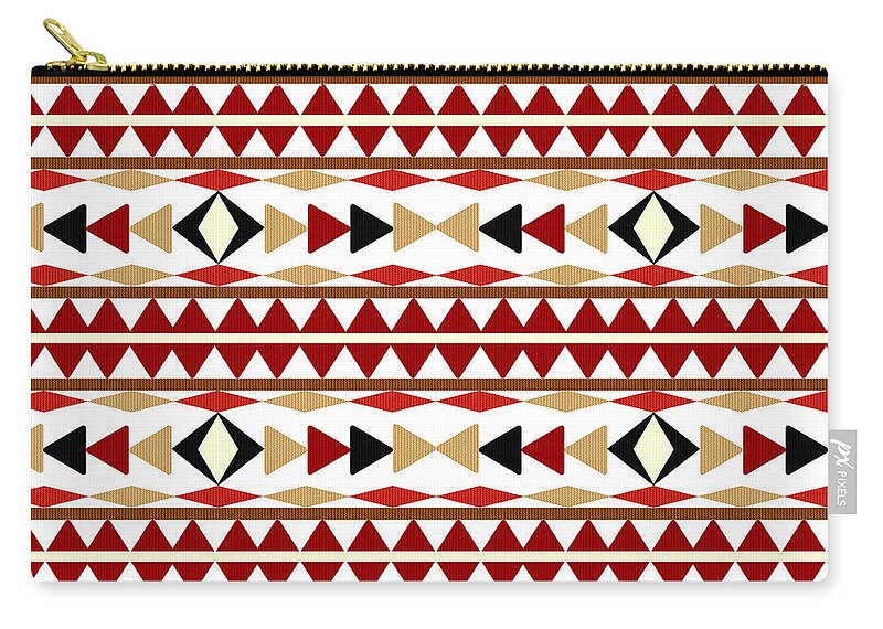 Navajo Pattern Zip Pouch featuring the mixed media Navajo White Pattern by Christina Rollo