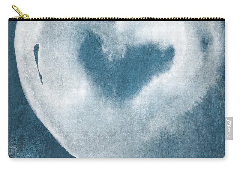 Love Zip Pouch featuring the mixed media Navy Blue and White Love by Linda Woods