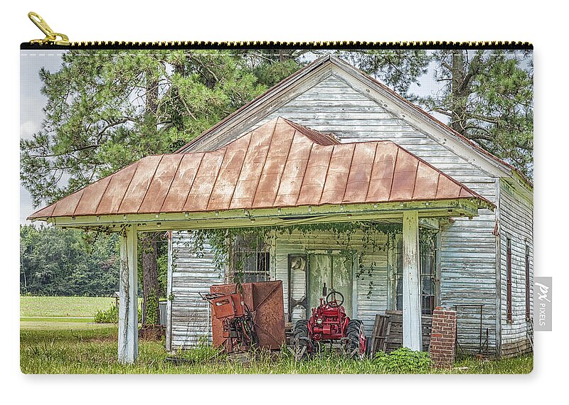 Abandoned Zip Pouch featuring the photograph N.C. Tractor Shed - Photography by Jo Ann Tomaselli by Jo Ann Tomaselli