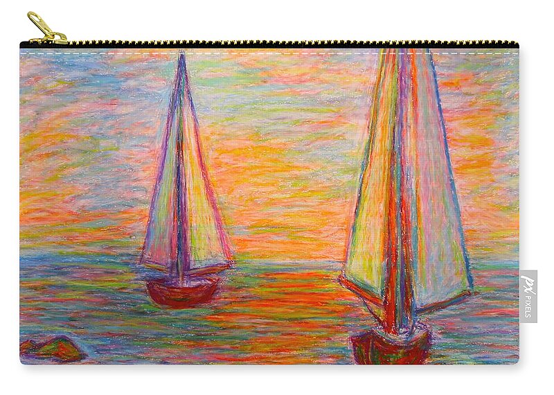 Boats Zip Pouch featuring the painting Nearing The Shoals by Kendall Kessler