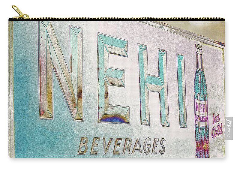 Nehi Ice Cold Beverages Sign Zip Pouch featuring the painting NEHI Ice Cold BEVERAGES Sign by Liane Wright