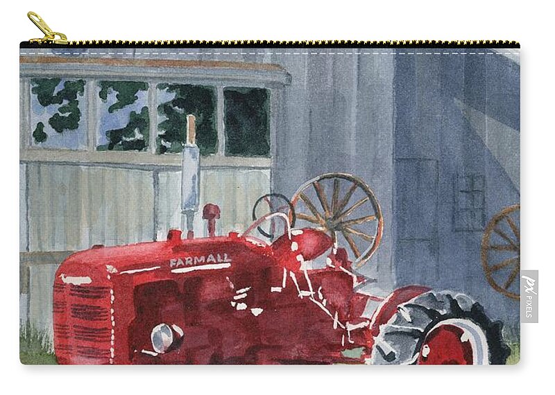 Tractor Zip Pouch featuring the painting Neighbor Don's FARMALL by Marsha Elliott