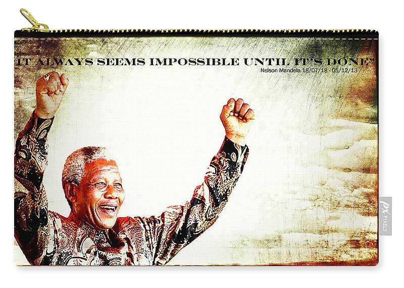 Nelson Mandela Carry-all Pouch featuring the photograph Nelson Mandela by Spikey Mouse Photography