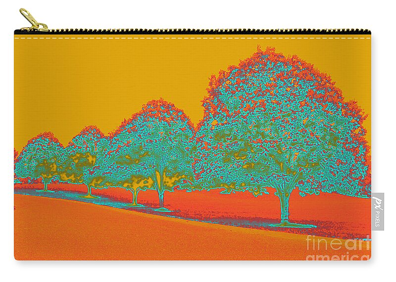 Outdoor Zip Pouch featuring the digital art Neon Trees in the Fall by Karen Adams