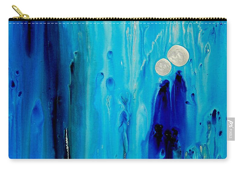 Blue Zip Pouch featuring the painting Never Alone By Sharon Cummings by Sharon Cummings